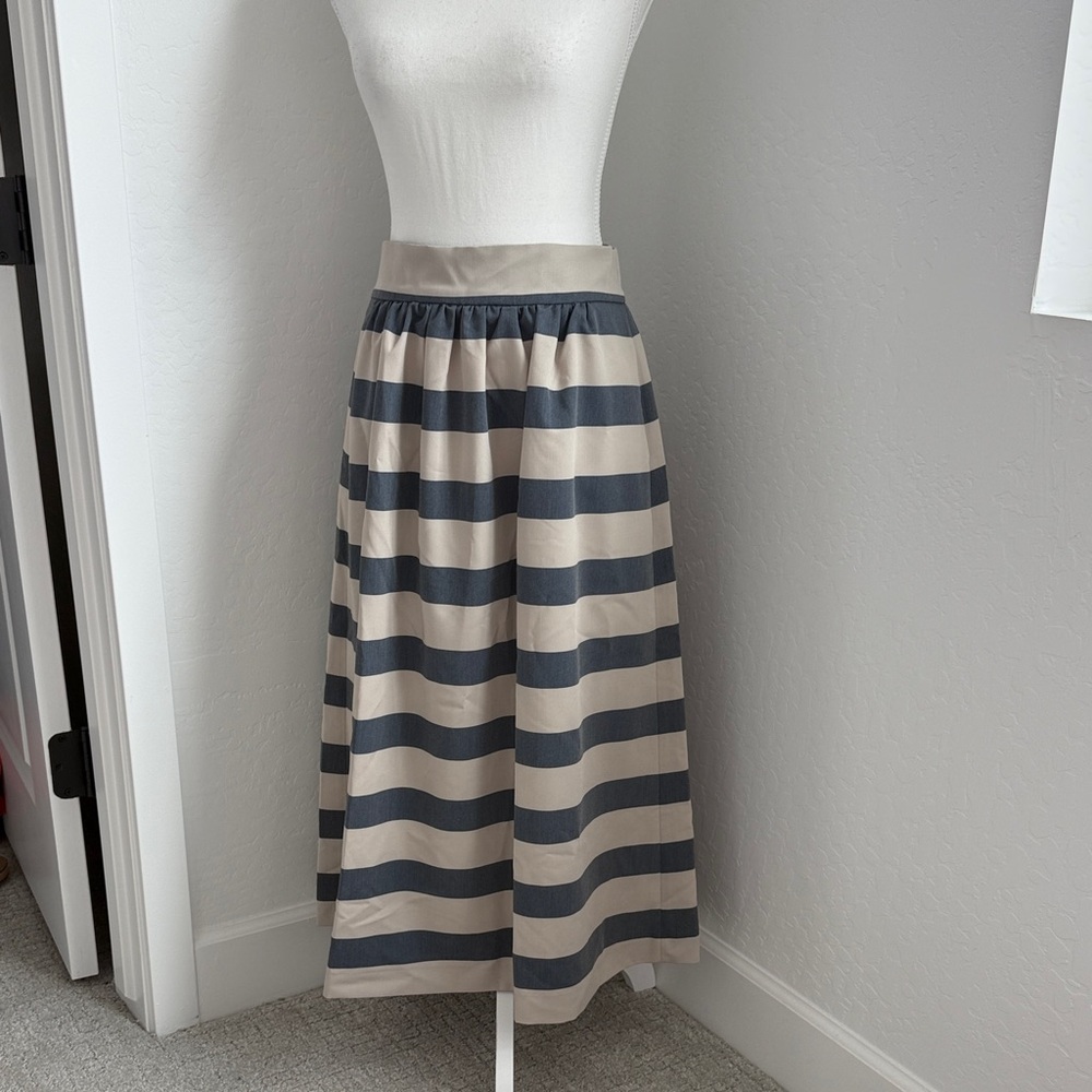 Kolonaki at Anthropologie Striped Gray and Cream Women's Skirt NWT